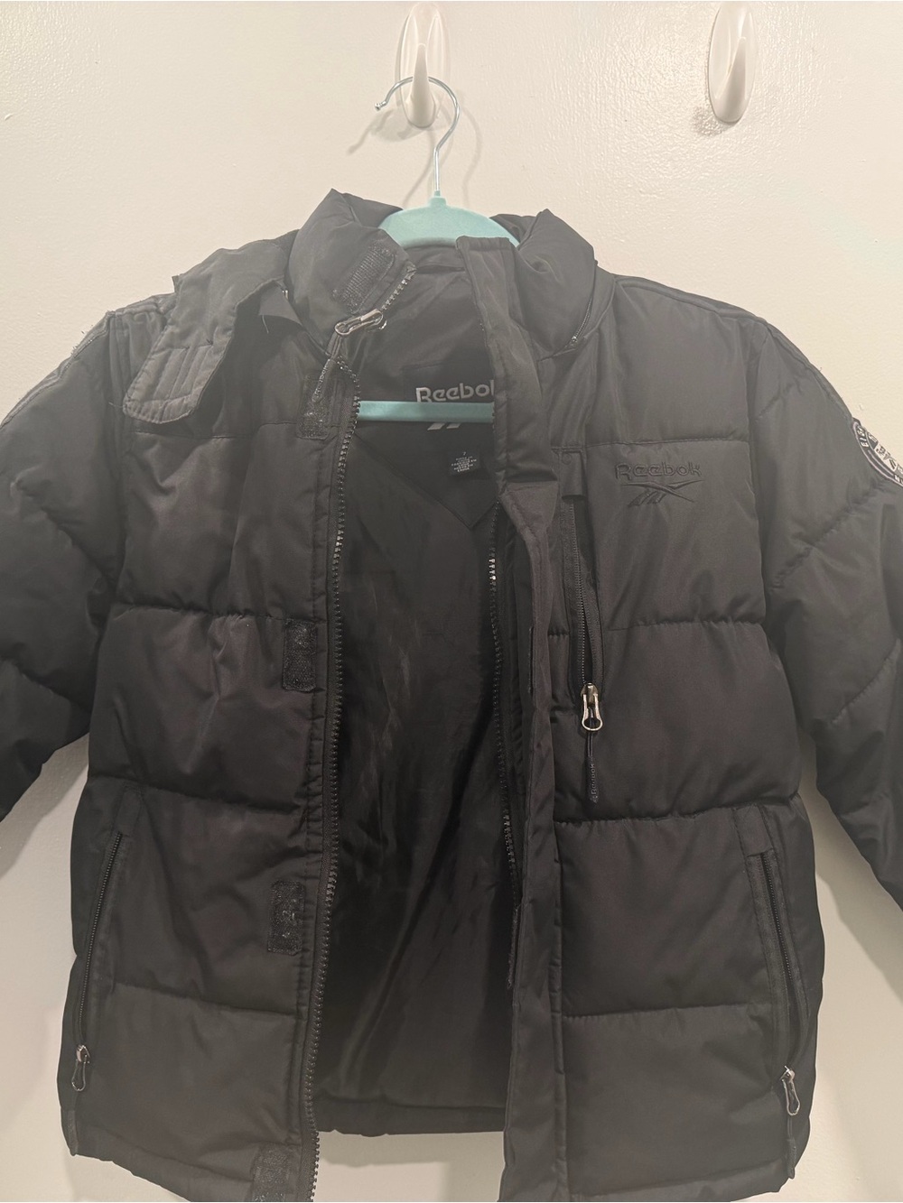 Reebok Kids Black Puffer Coat with High Collar